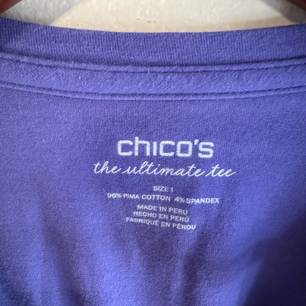Chico's Vibrant Purple 3/4 Length Sleeve Ultimate Tee - Picture 2 of 3